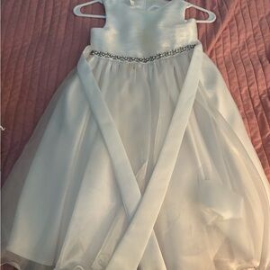 Elegant White Dress with Rhinestone Belt